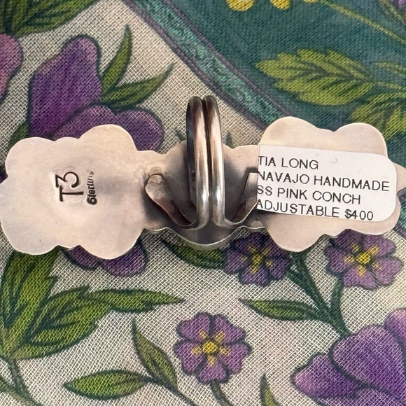 NWT Navajo Handmade Tia Long Pink Conch Ring - Picture 2 of 14